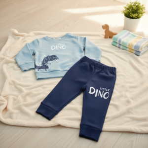 Σετ φόρμες litle dino με κουμπιά στον ώμο και μακρύ μανίκι με λάστιχο στα άκρα
