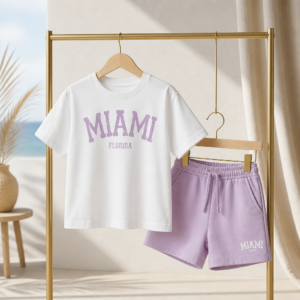 Παιδικό Σετ Κοριτσιού Miami Florida Λευκό - Λιλά | Aggou